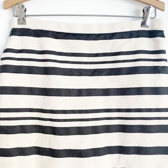 J. Crew Cream Black Double Striped Woven Pencil Skirt - Picture 6 of 9
